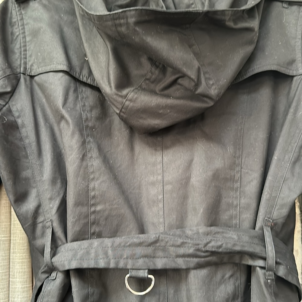 Burberry Black Double Breasted Hooded Trench Coat Size 10 - Picture 16 of 16